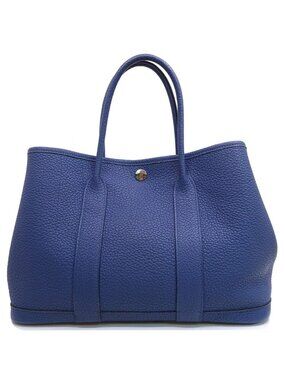 Hermes Garden Party TPM Handbag Negonda Blue Silver